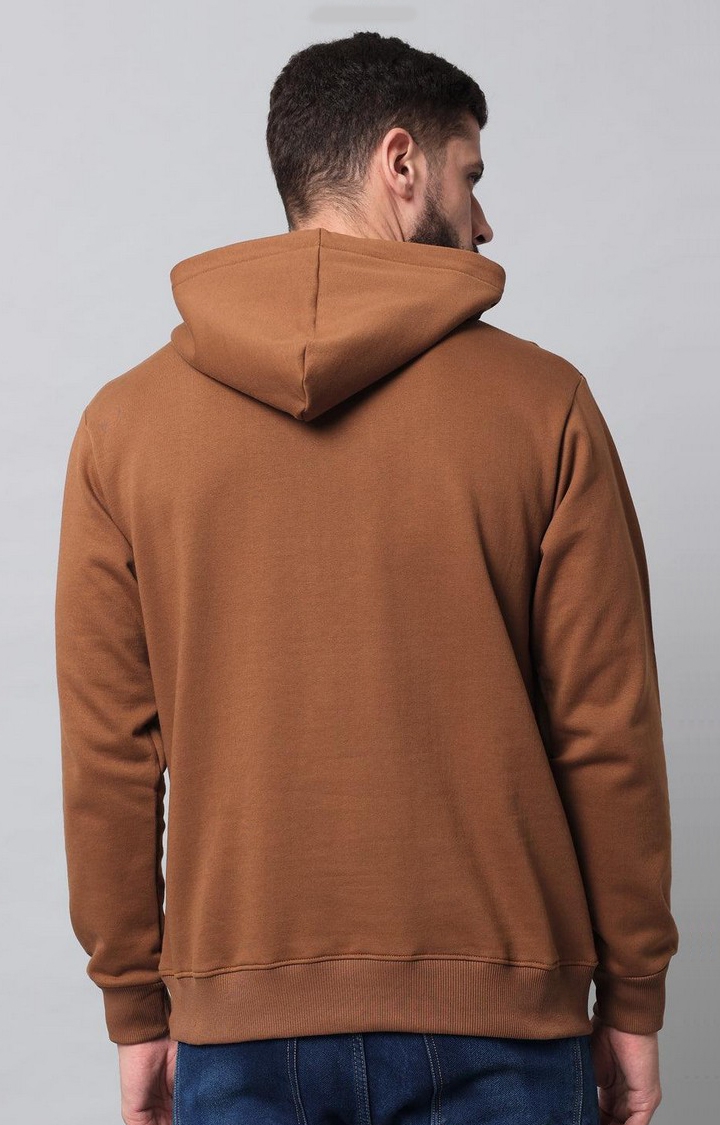 Men's Brown Solid Hoodies