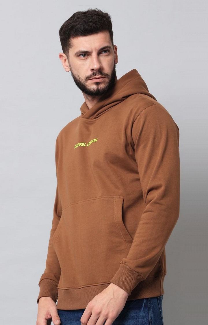 Men's Brown Solid Hoodies