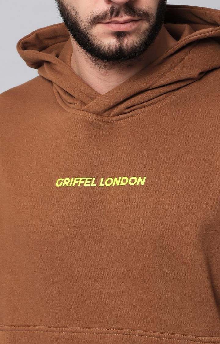 Men's Brown Solid Hoodies