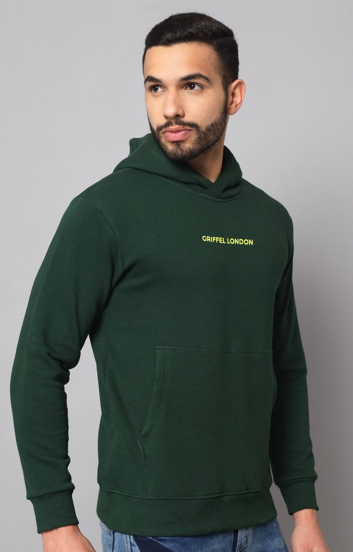 Men's Green Solid Hoodies