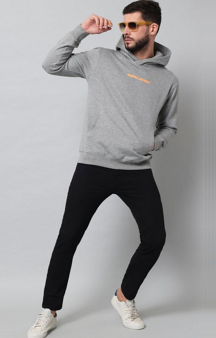 Men's Grey Solid Hoodies