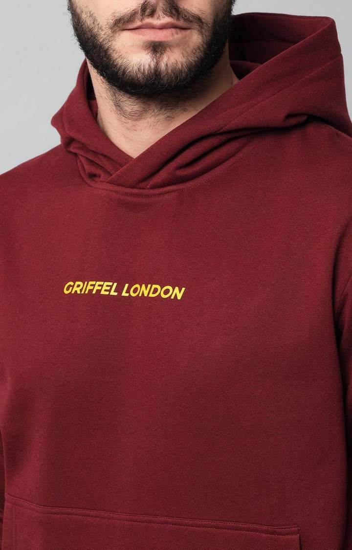Men's Maroon Solid Hoodies