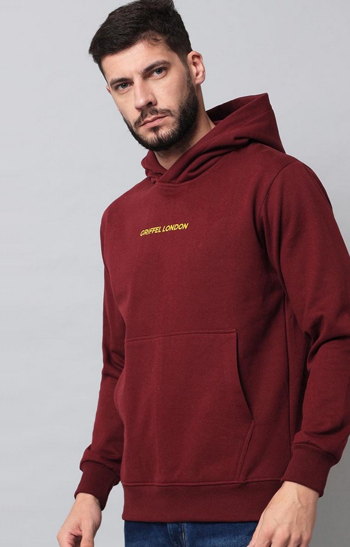 Men's Maroon Solid Hoodies