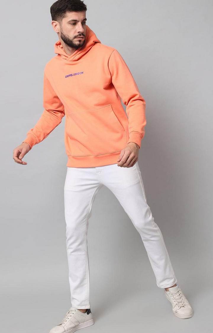 Men's Peach Solid Hoodies