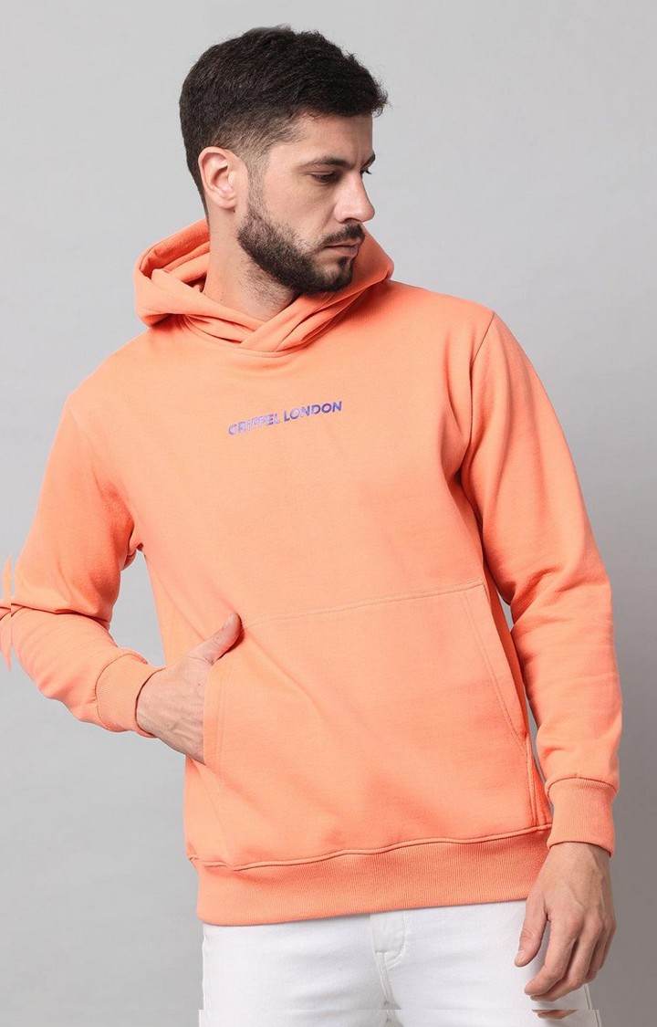 Men's Peach Solid Hoodies