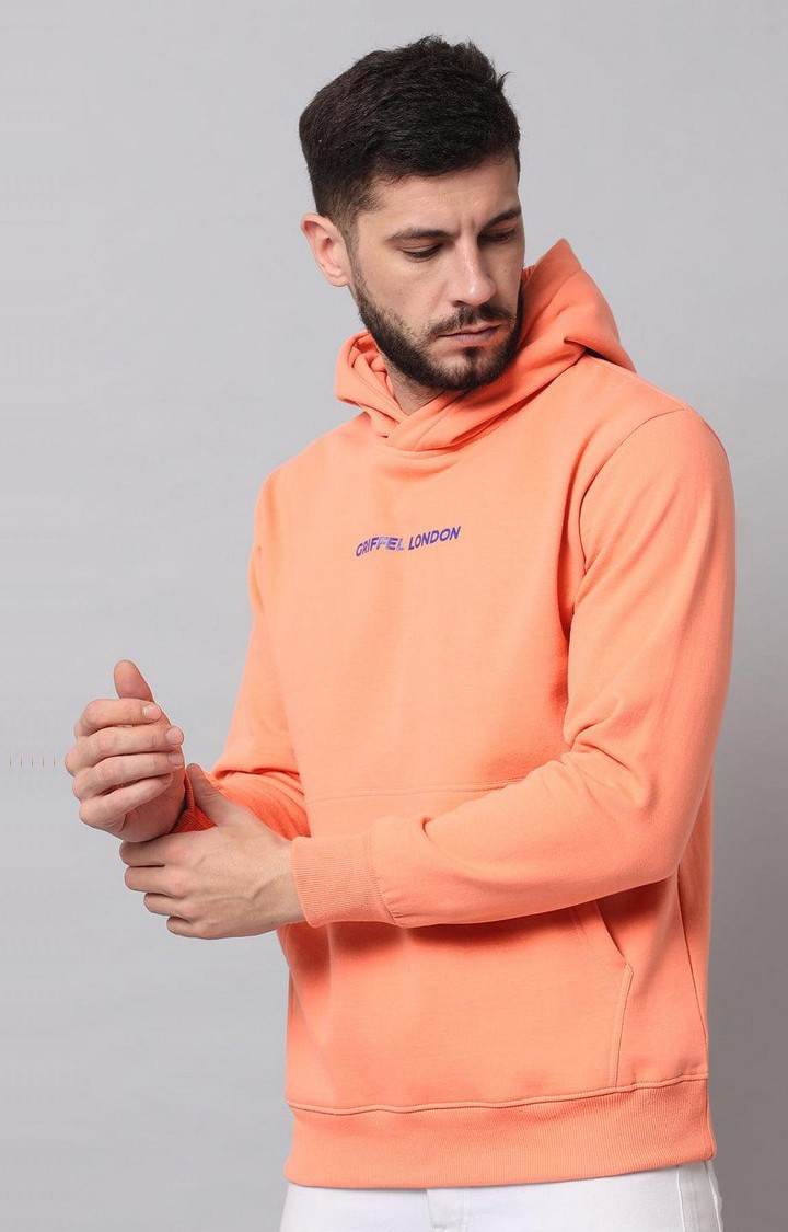 Men's Peach Solid Hoodies