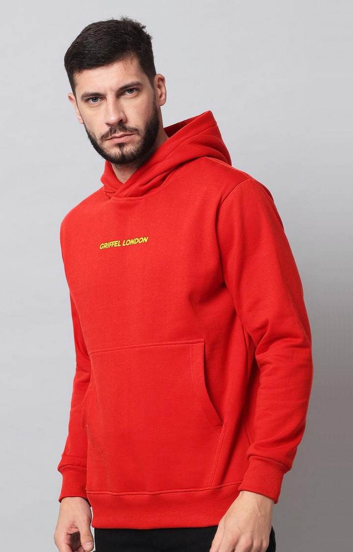 Men's Red Solid Hoodies