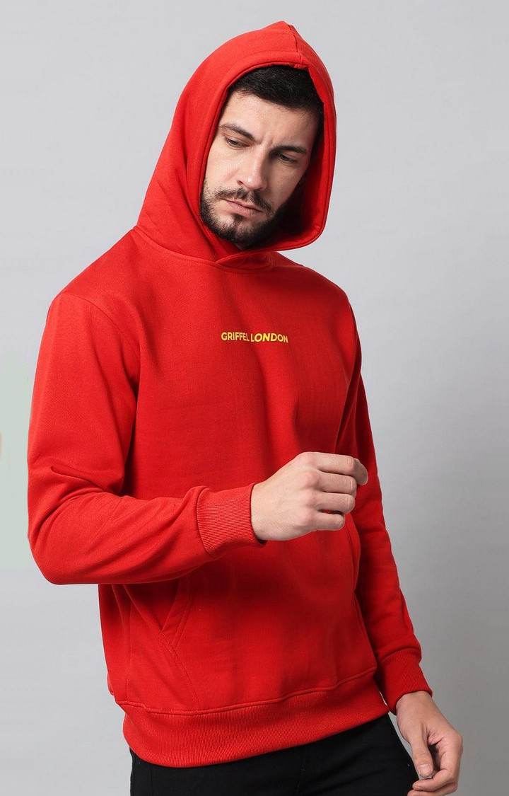 Men's Red Solid Hoodies