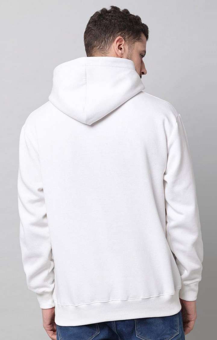 Men's White Solid Hoodies