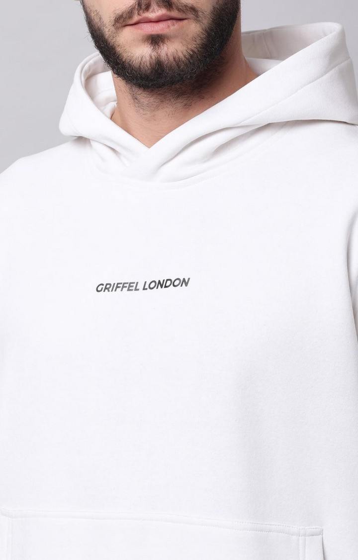 Men's White Solid Hoodies