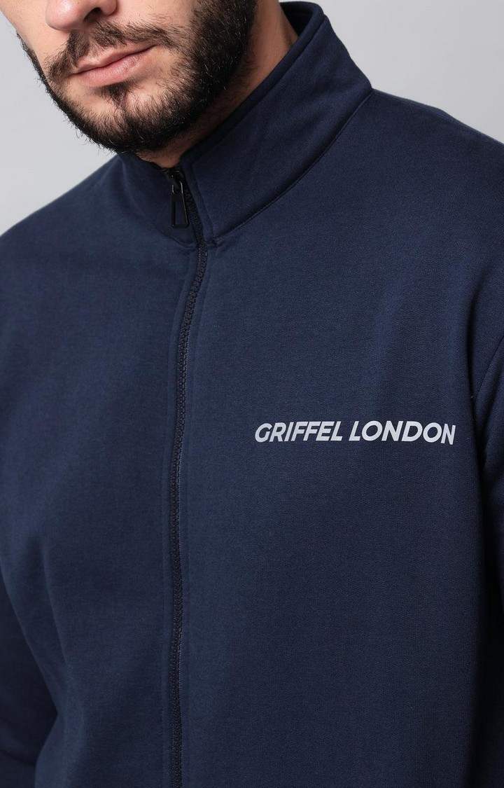 Men's Navy Blue Solid Sweatshirts