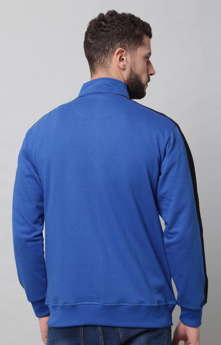 Groove Round Neck Printed Fleece Sweatshirt APRIN3 - Royal Blue