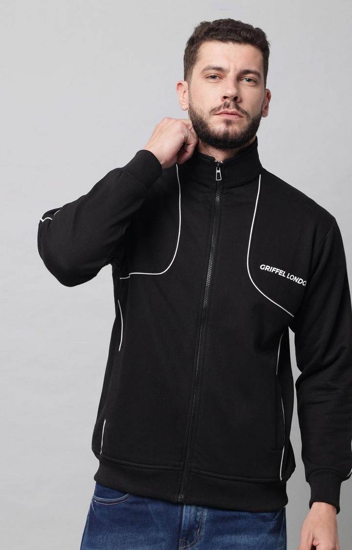 Men's Black Solid Activewear Jackets