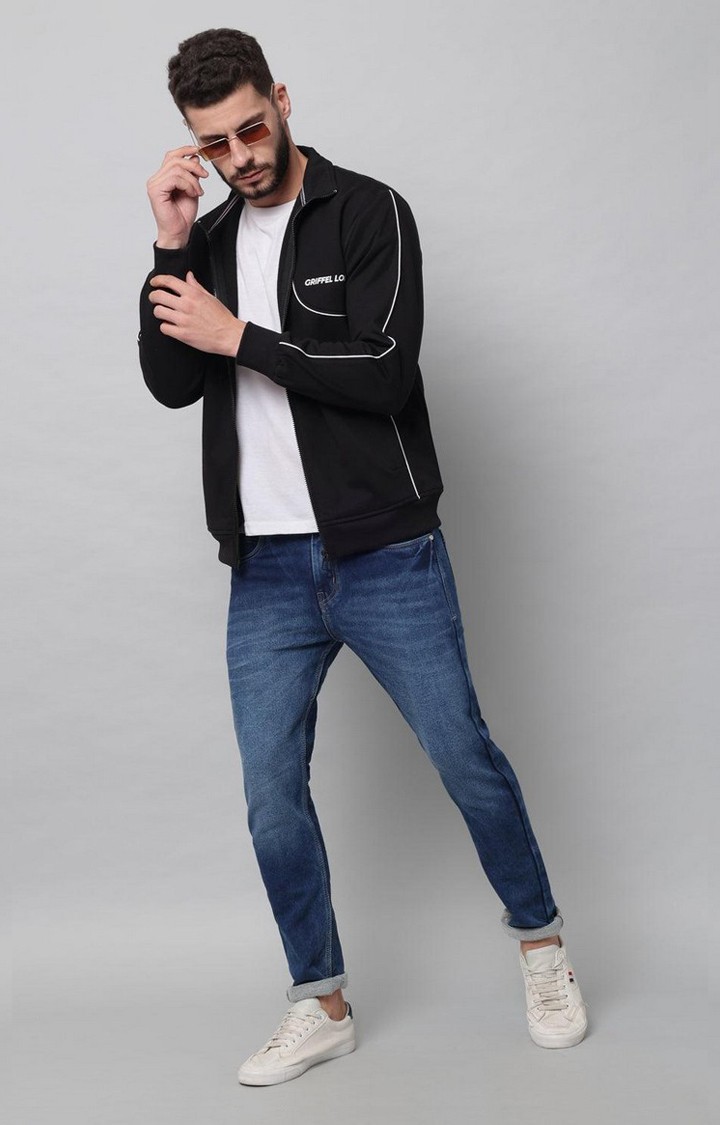 Men's Black Solid Activewear Jackets