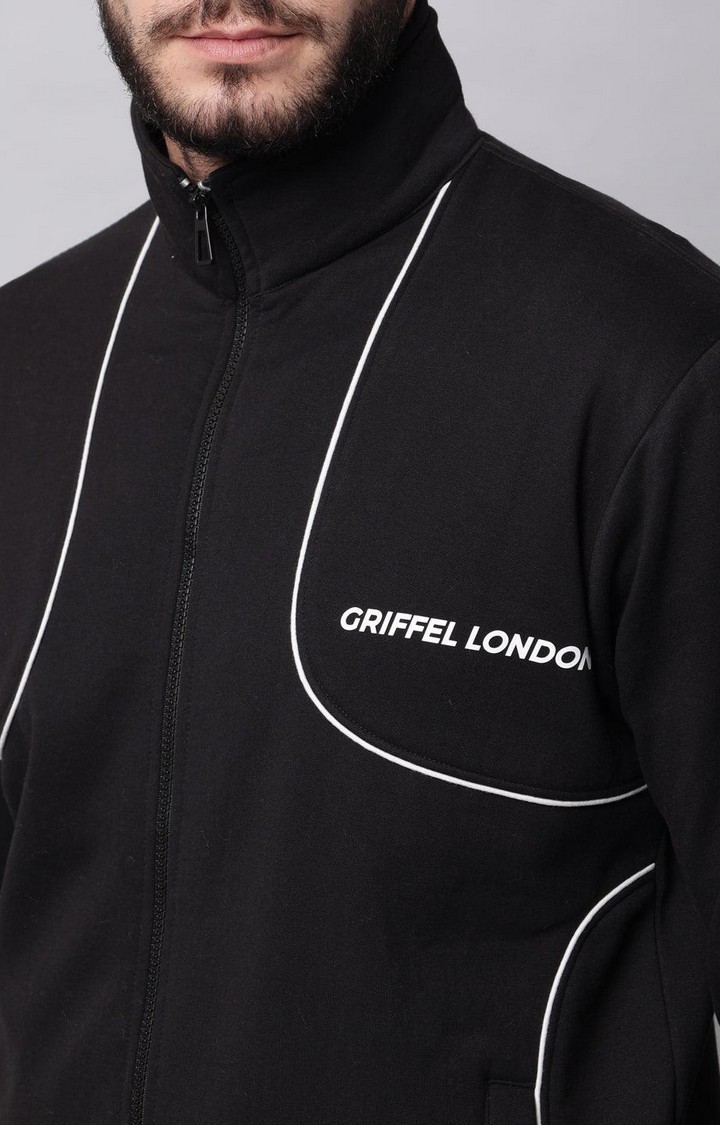 Men's Black Solid Activewear Jackets