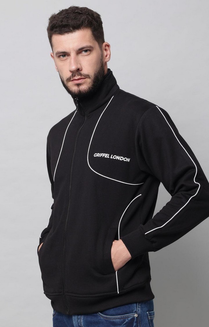 Men's Black Solid Activewear Jackets