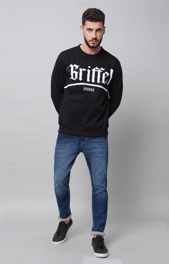 Men's Black Typographic Sweatshirts