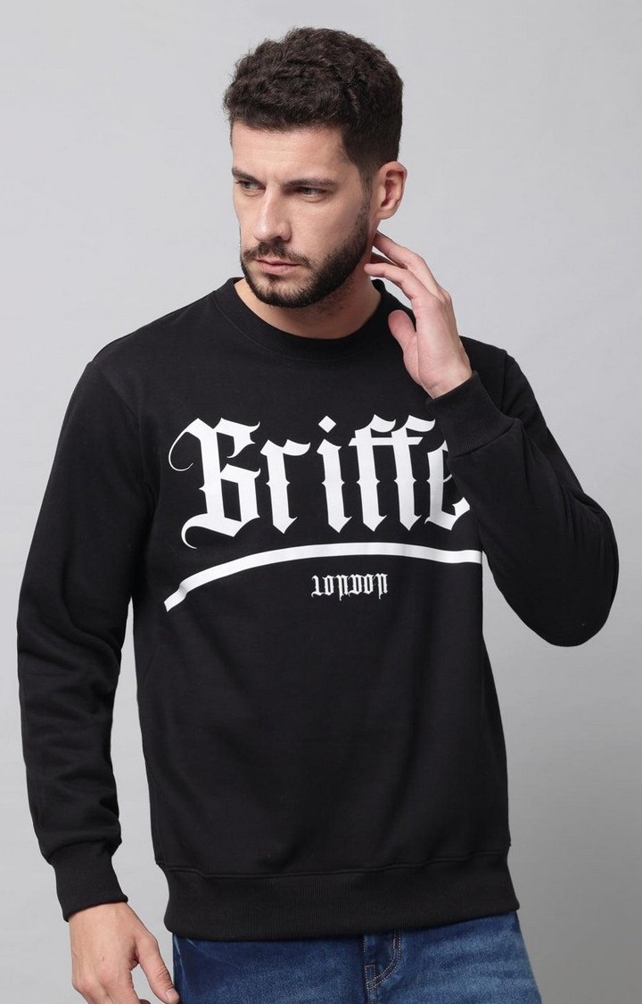 GRIFFEL | Men's Black Typographic Sweatshirts