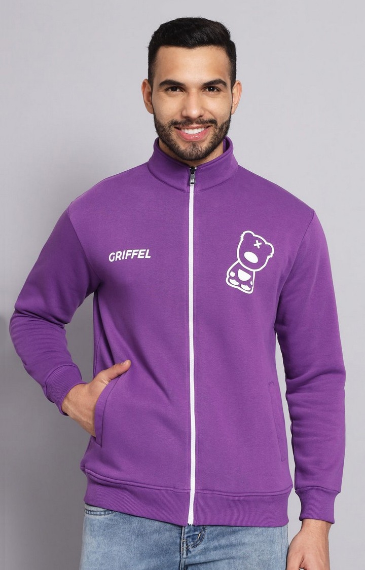GRIFFEL | Men's Cotton Fleece Zipper Sweatshirt with Long Sleeve and Front Logo Print 0