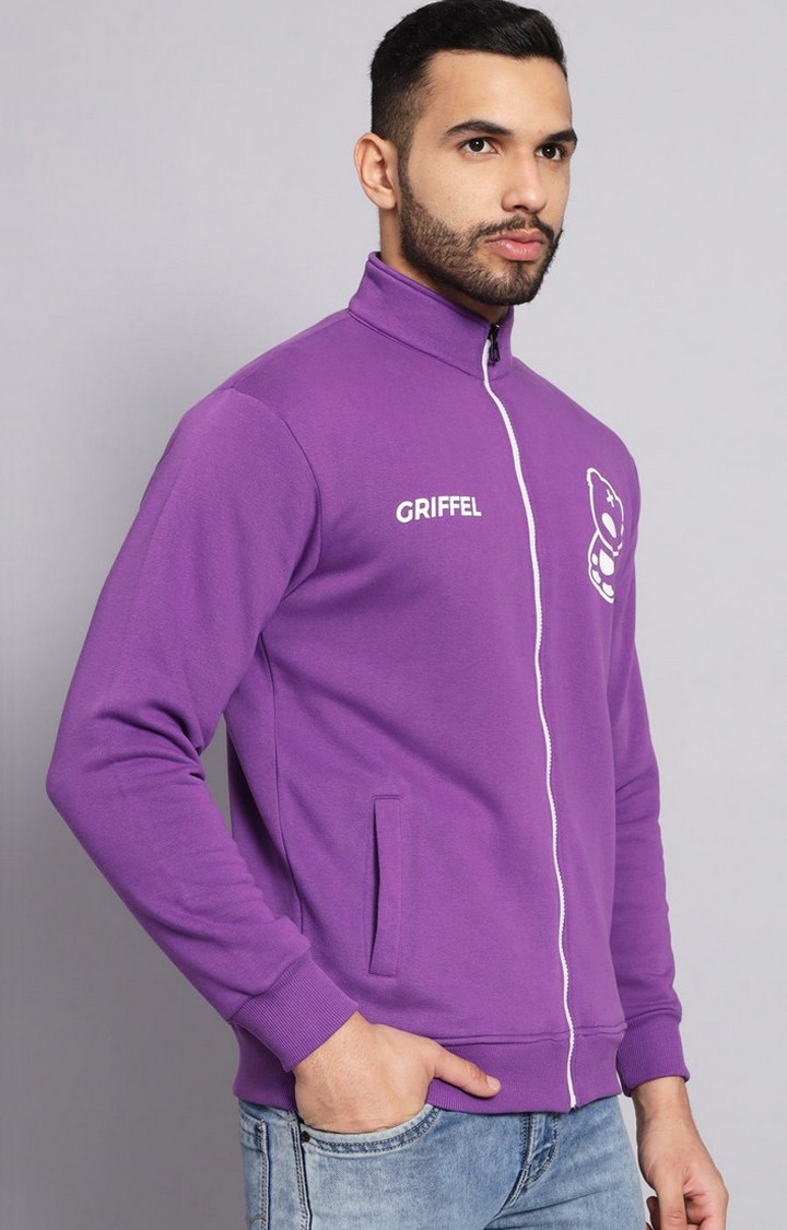 GRIFFEL | Men's Cotton Fleece Zipper Sweatshirt with Long Sleeve and Front Logo Print 3