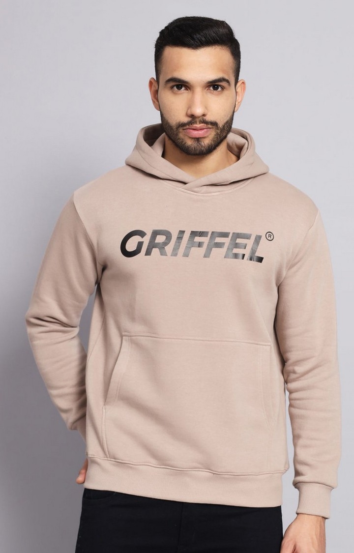 GRIFFEL | Men's Camel Typographic Hoodies