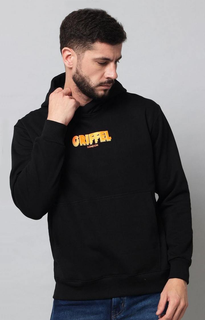 Men's Black Typographic Hoodies