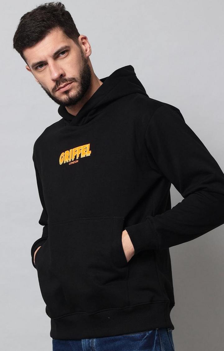 Men's Black Typographic Hoodies