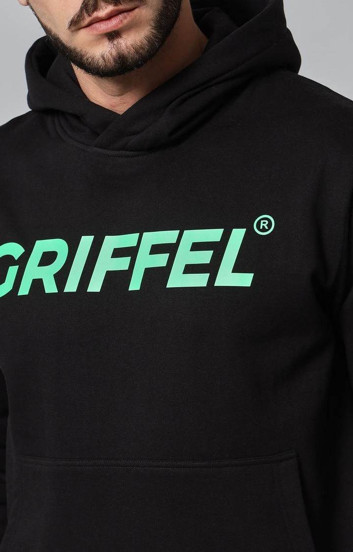 Men's Black Typographic Hoodies