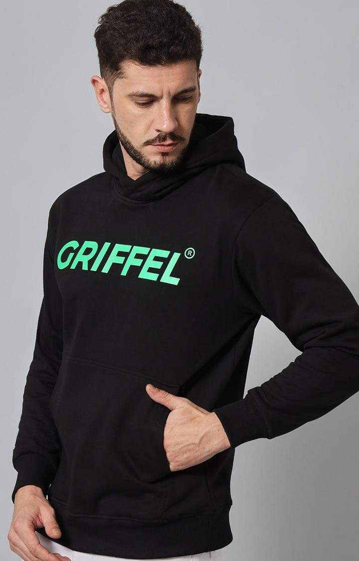 Men's Black Typographic Hoodies