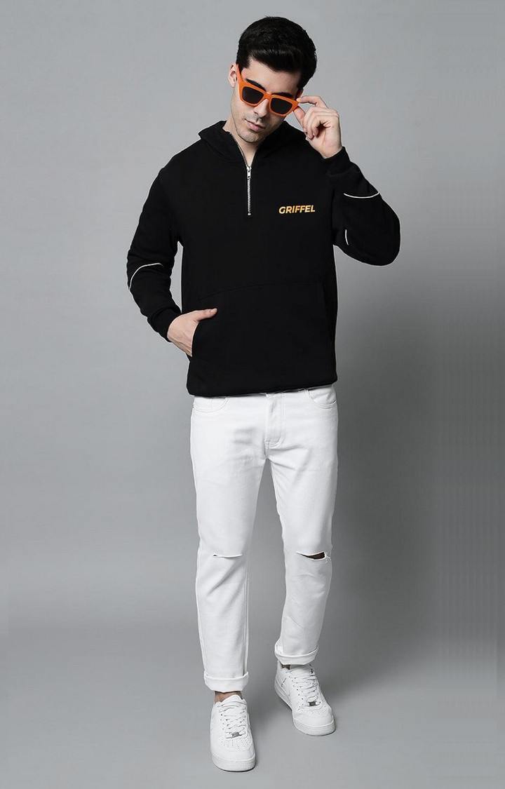 Men's Black Solid Hoodies