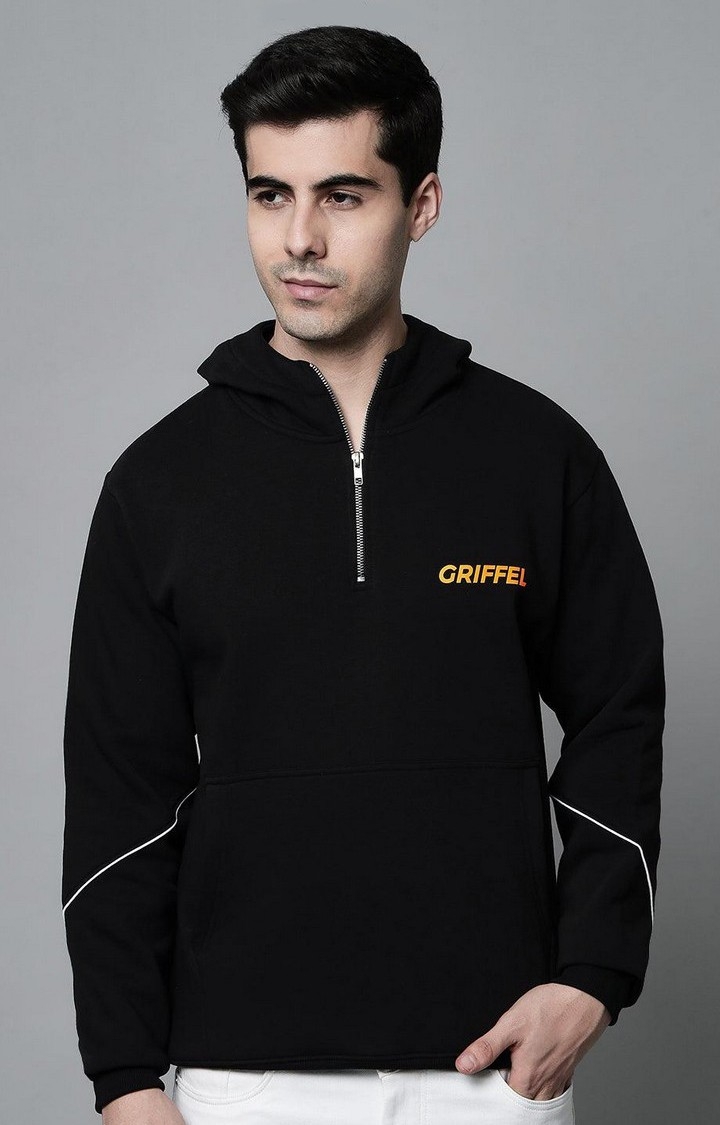 Men's Cotton Fleece Colorblocked Sweatshirt with Long Sleeve and Front Logo Print