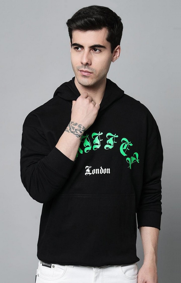 Men's Cotton Fleece Printed Sweatshirt with Long Sleeve and Front Logo Print