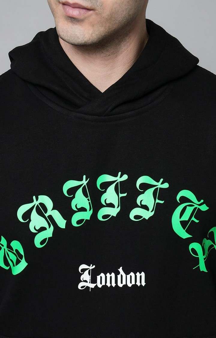 Men's Black Typographic Hoodies