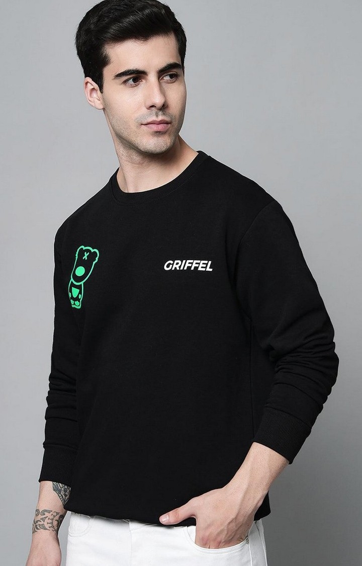 GRIFFEL | Men's Cotton Fleece Printed Sweatshirt with Long Sleeve and Front Logo Print 2