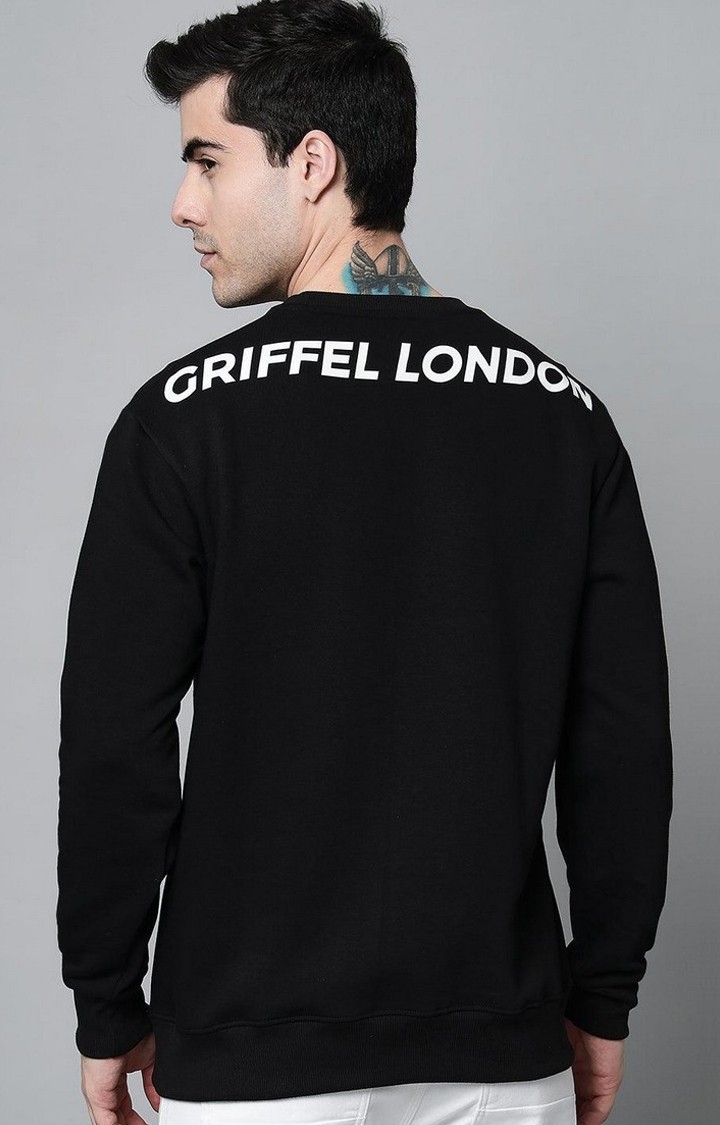 GRIFFEL | Men's Cotton Fleece Printed Sweatshirt with Long Sleeve and Front Logo Print 3