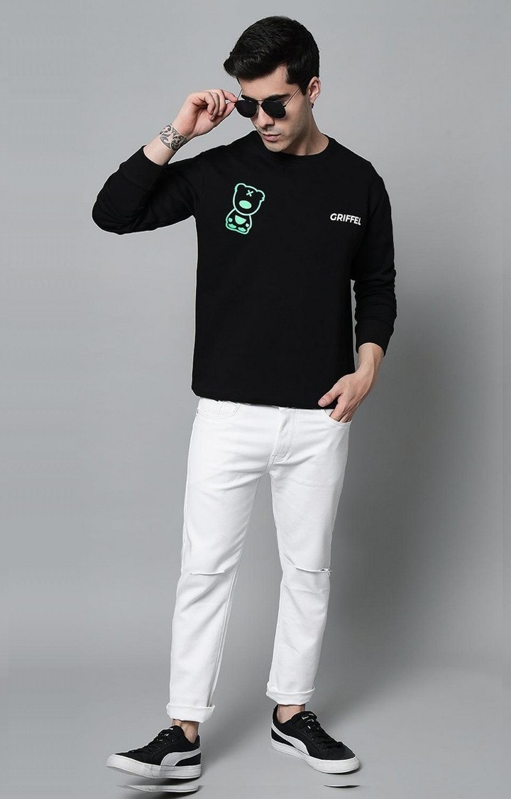 GRIFFEL | Men's Cotton Fleece Printed Sweatshirt with Long Sleeve and Front Logo Print 1