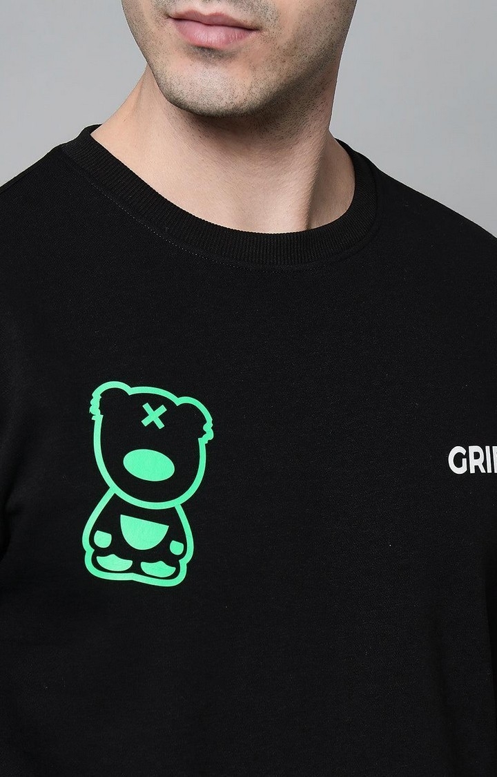 GRIFFEL | Men's Cotton Fleece Printed Sweatshirt with Long Sleeve and Front Logo Print 4