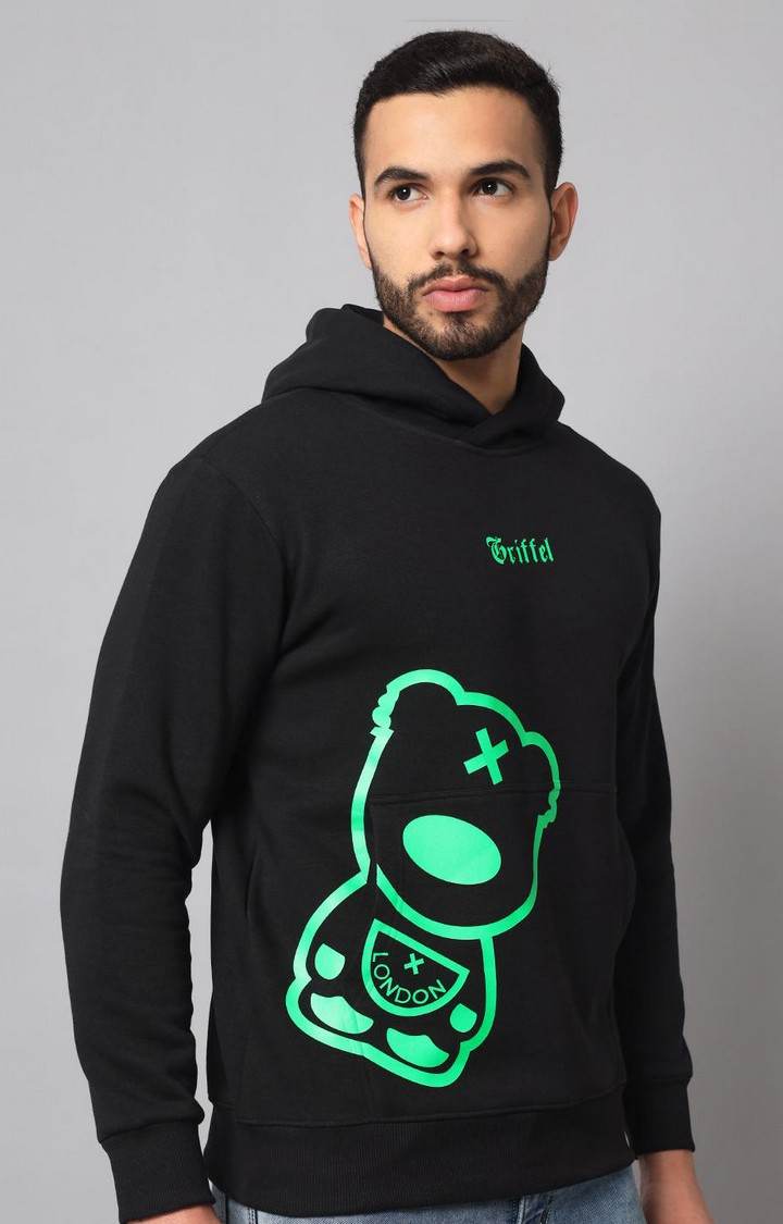 Men's Black Printed Hoodies