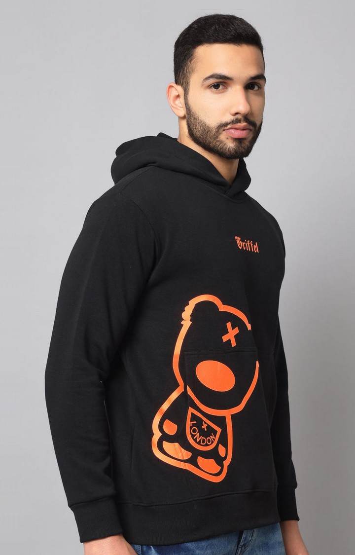 Men's Black Printed Hoodies