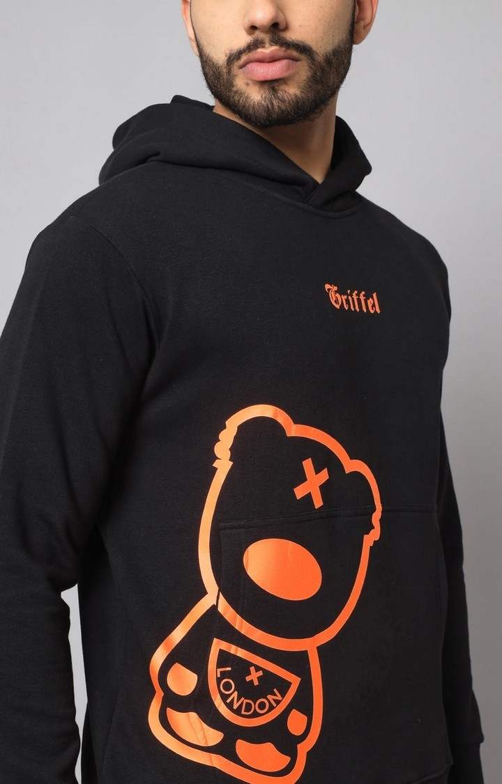 Men's Black Printed Hoodies