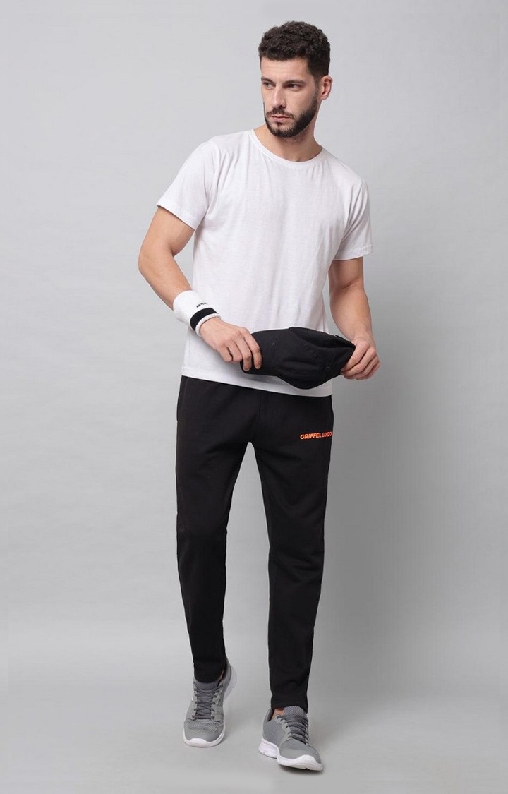 Men's Black Solid Trackpants
