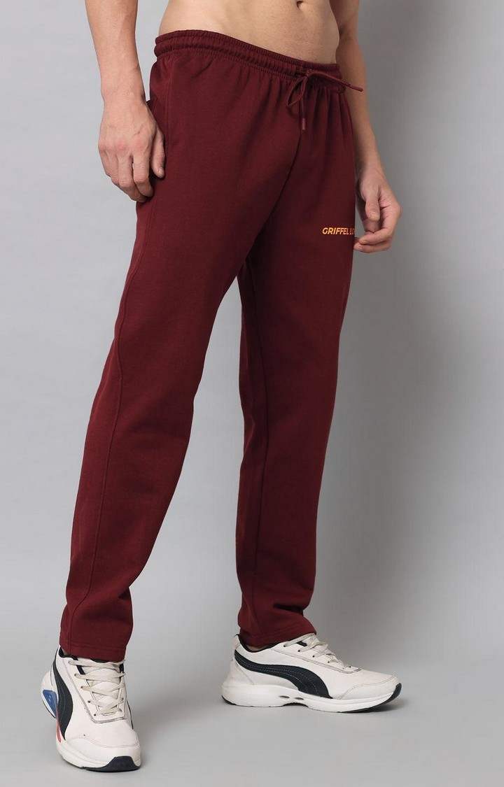 Men's Maroon Solid Trackpants