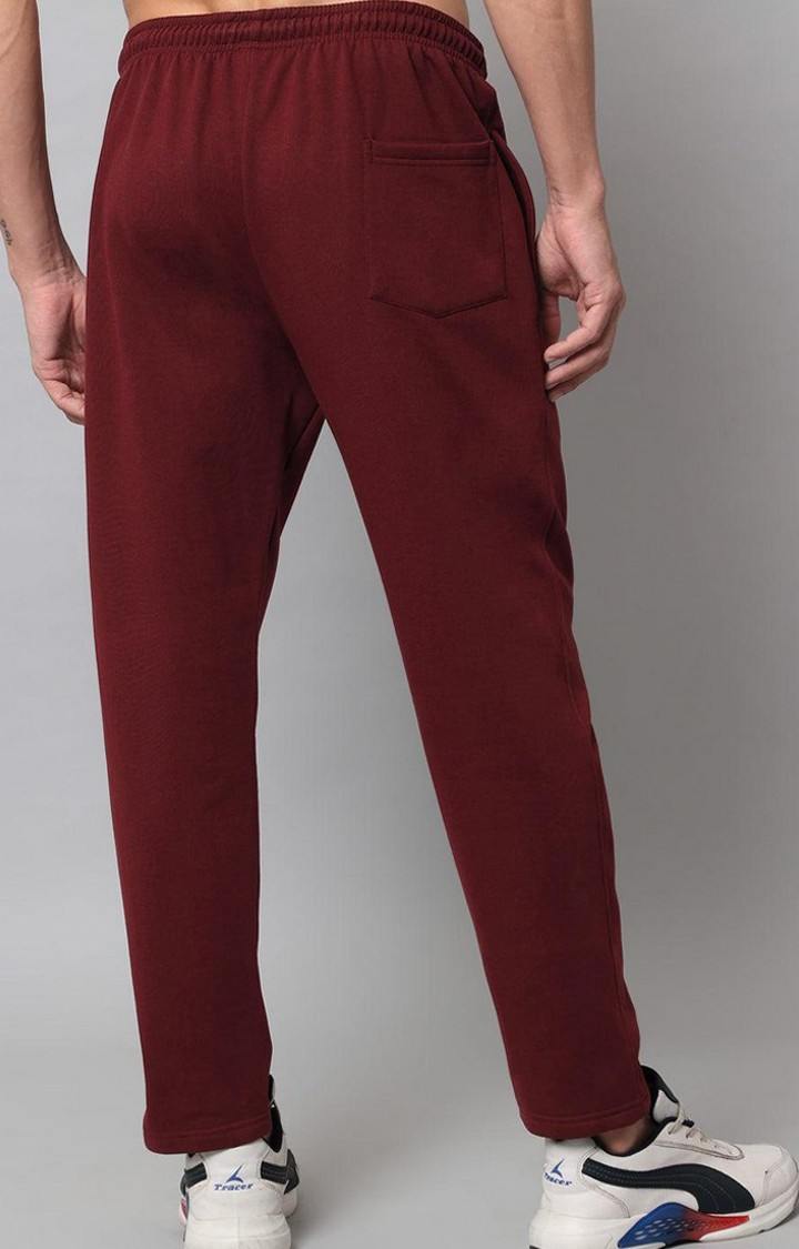 Men's Maroon Solid Trackpants