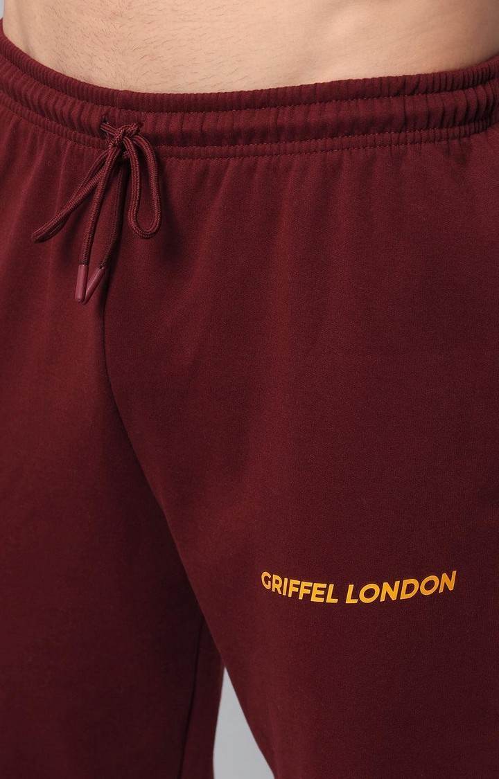 Men's Maroon Solid Trackpants