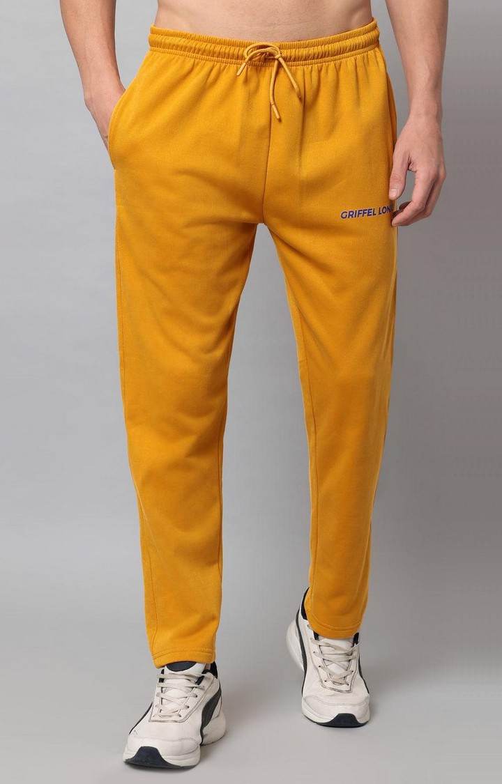 Men's Mustard Solid Trackpants