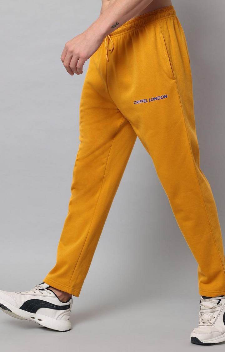 Men's Mustard Solid Trackpants
