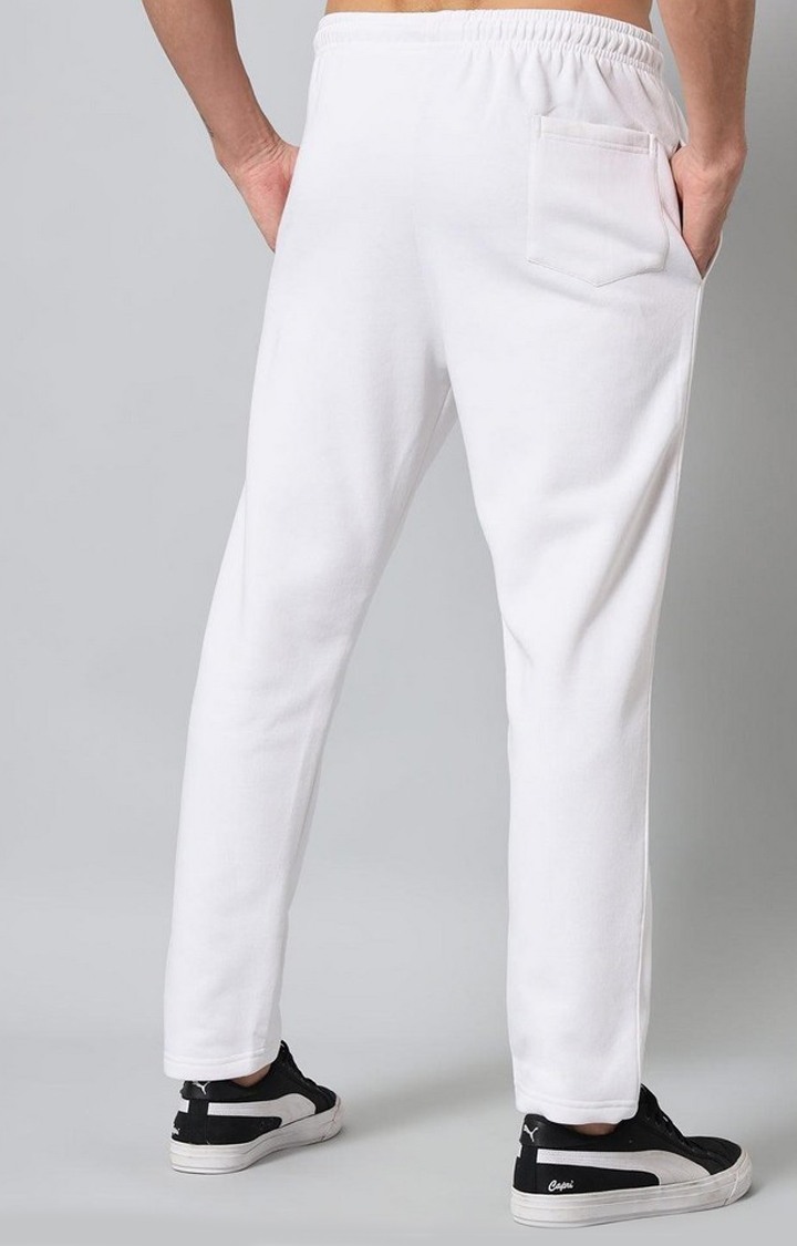 Men's White Solid Trackpants