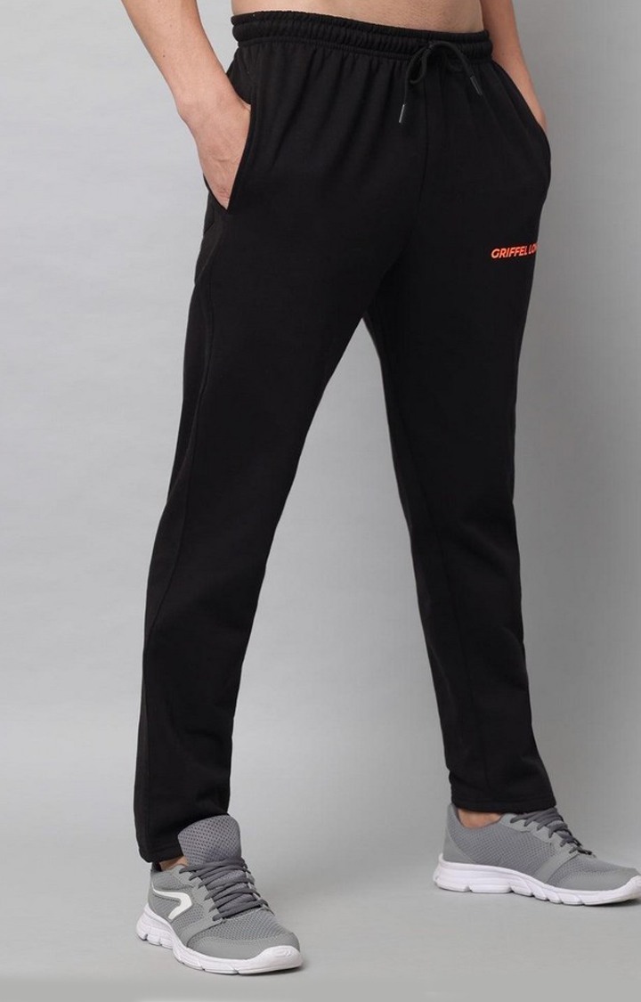 Men's Black Solid Trackpants