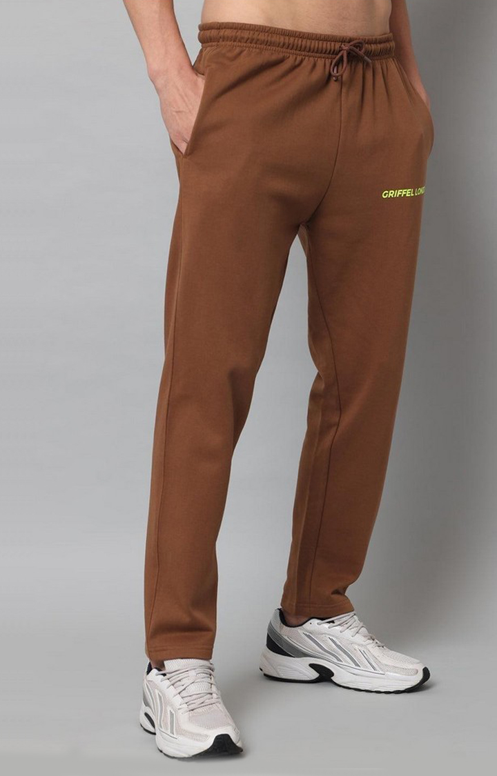 Men's Brown Solid Trackpants