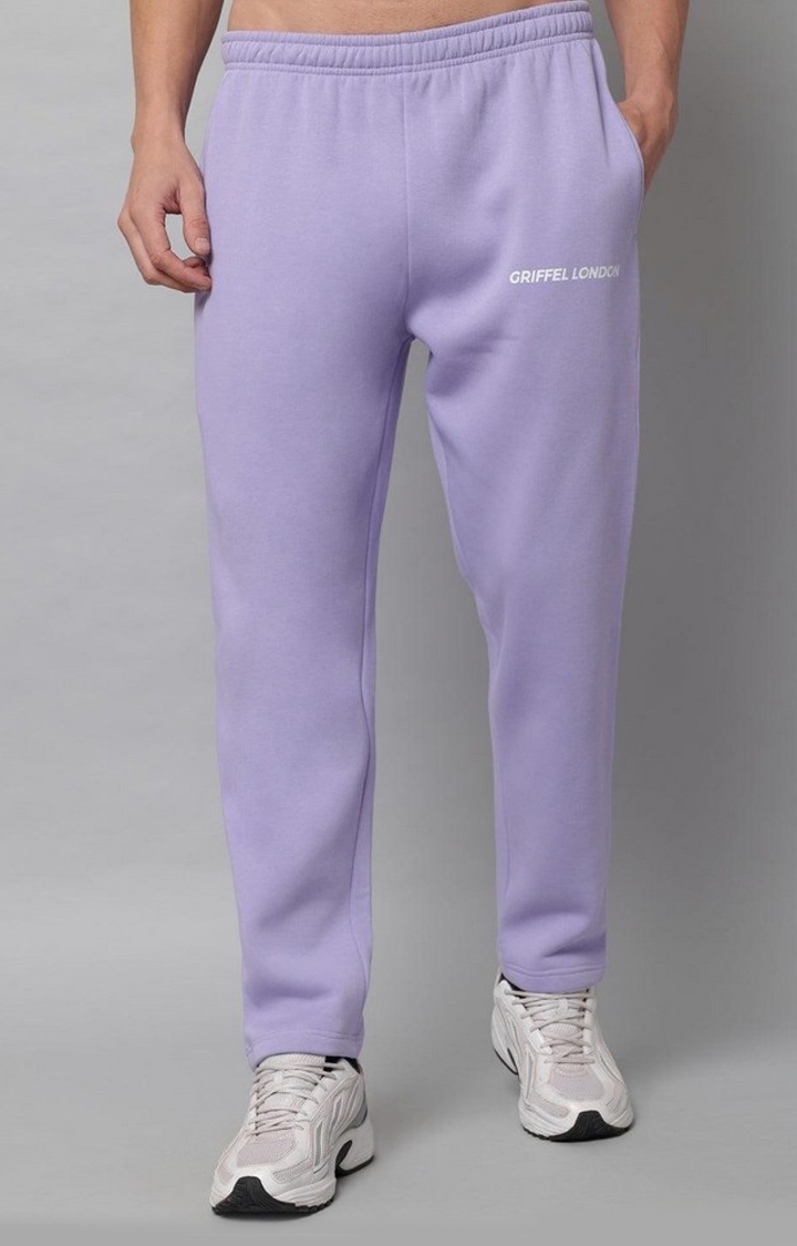 Men's Purple Fleece Solid Trackpants